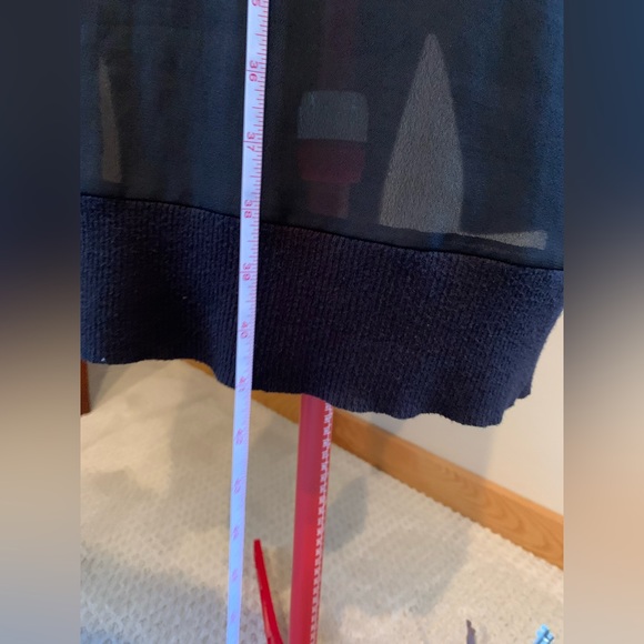 Black Cardigan - duster length with zip front closure and sheer back. - Picture 4 of 6